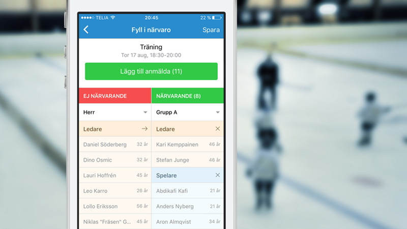 Fyll i närvaro i appen