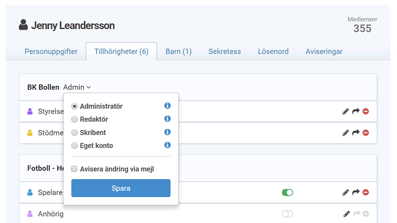 Olika behörighetsnivåer