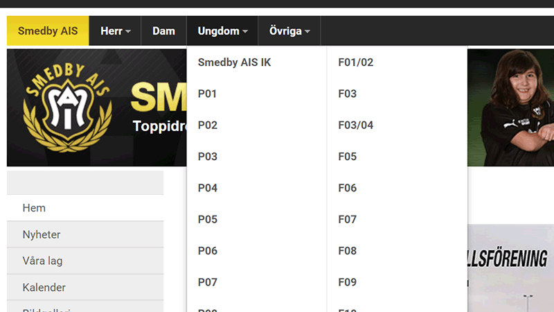 Skräddarsydd toppmeny