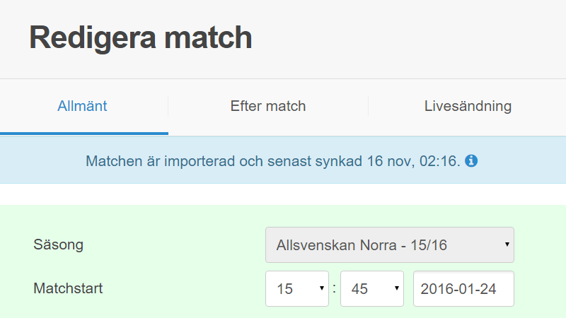 Spelschemat uppdateras automatiskt