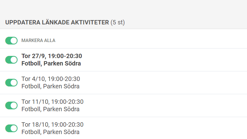 Schemalägg flera aktiviteter