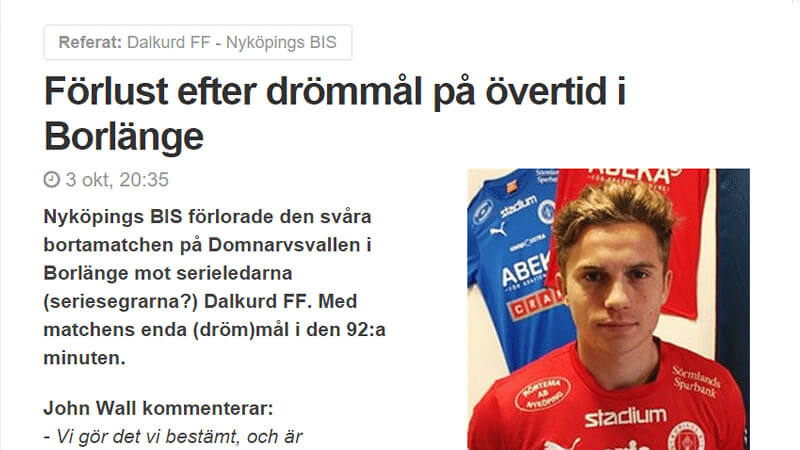 Resultat och matchrapport