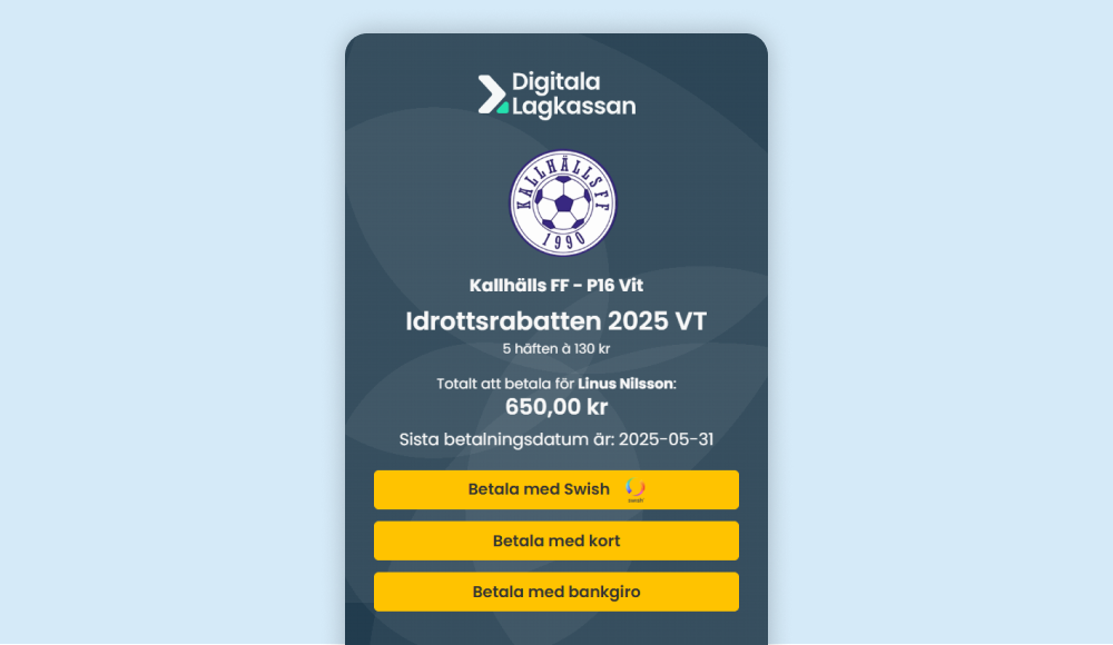 Skicka ut betalavier