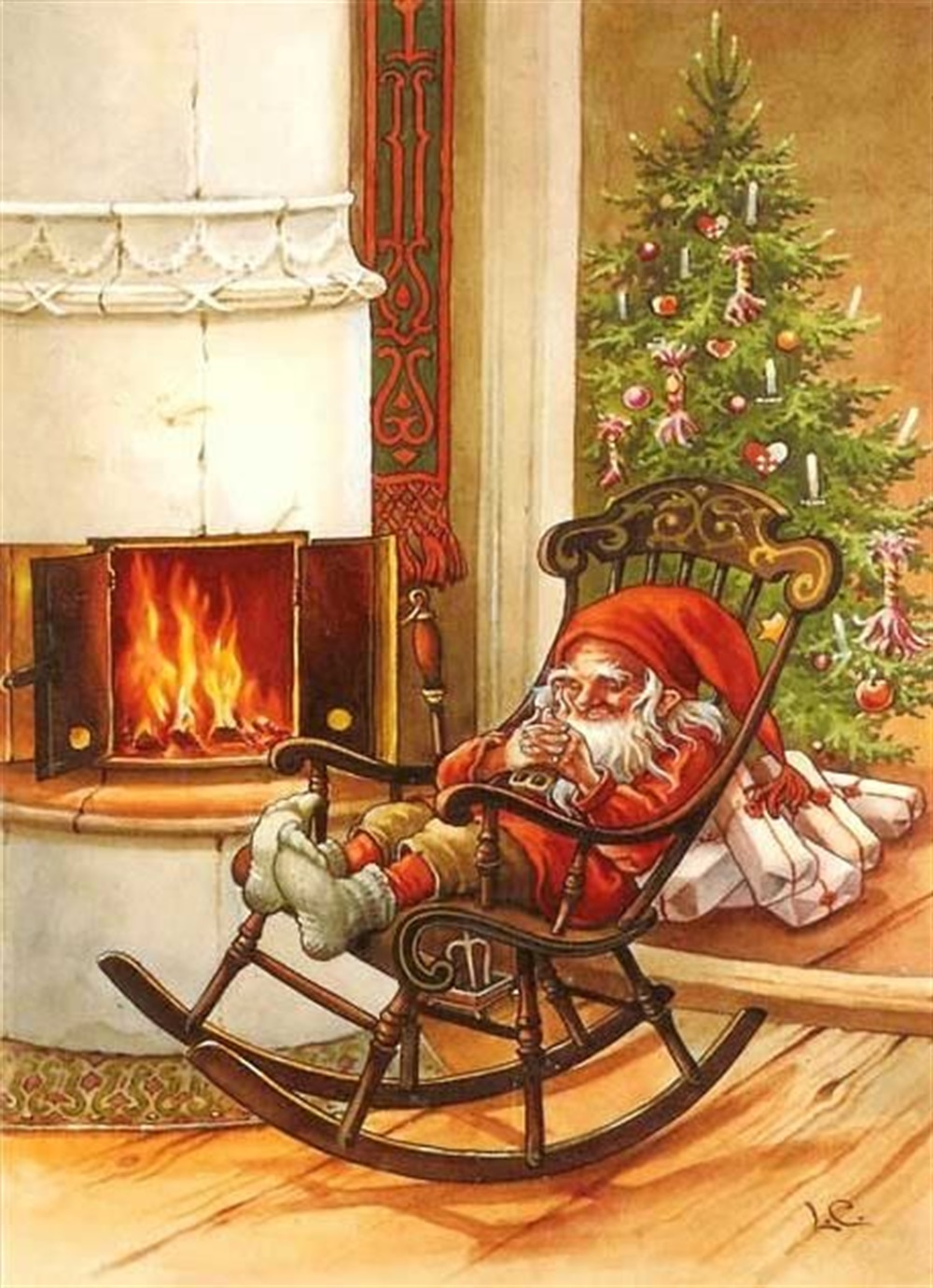 Санта в кресле качалке